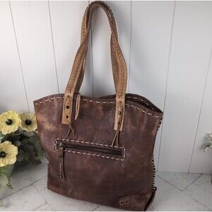 BED|STU Barra Leather Tote Tan Rustic Handbag Shoulder Bag Distressed READ